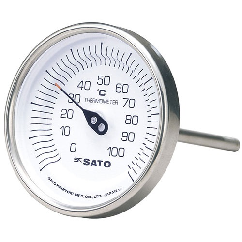 バイメタル式温度計  ＢＭ-Ｔ-９０Ｓ：０～２００℃・ネジ下５０㎜・ケースＳＵＳ
