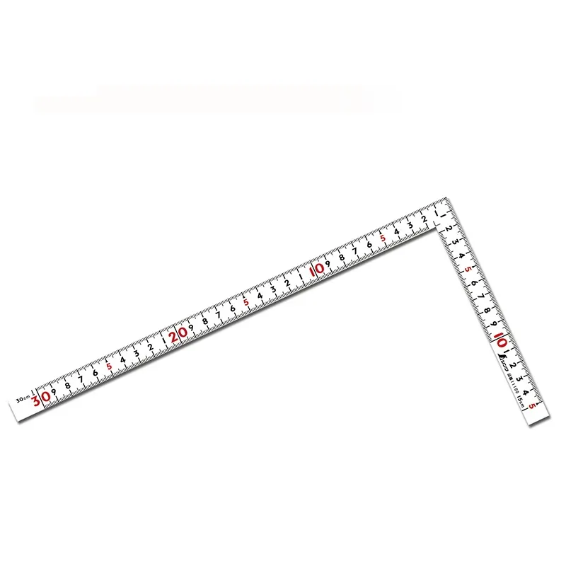 １１１００：曲尺 同厚 ホワイト 名作 ３０cm 表裏同目：赤数字入
