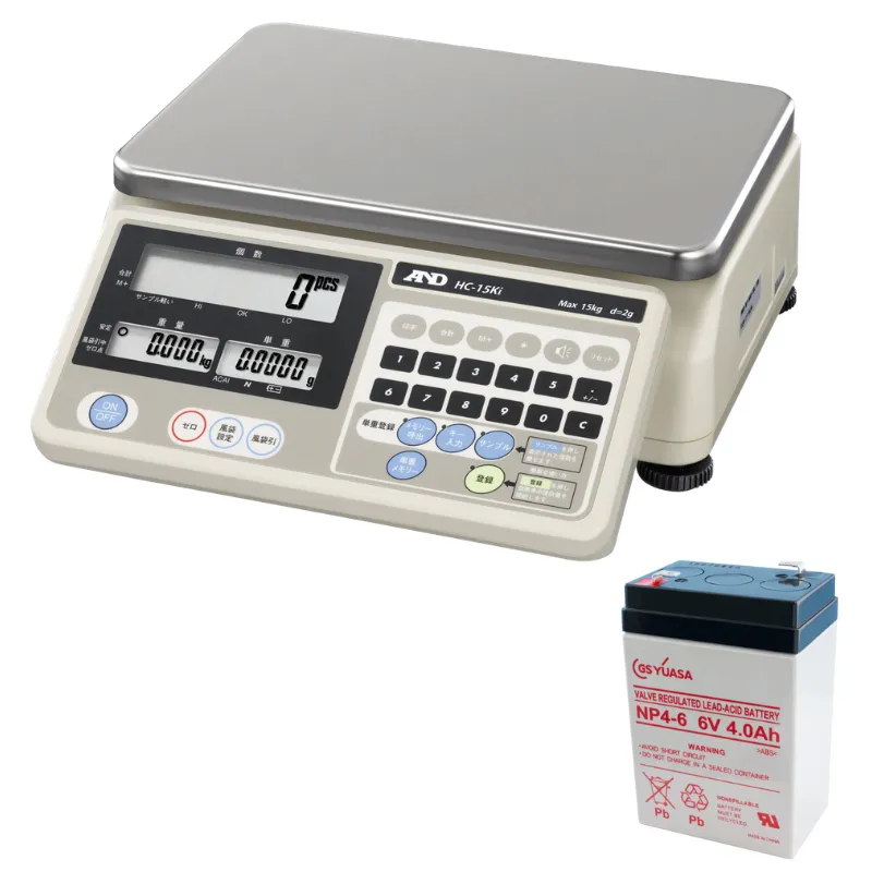 A&D カウンティングスケール HC-15Ki：内蔵バッテリ付き