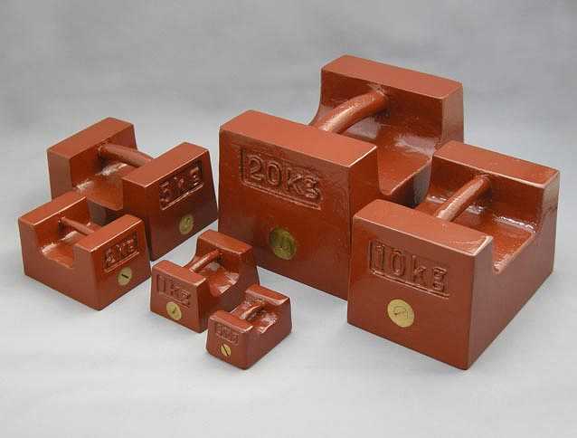 鋳鉄製まくら型分銅 Ｍ２級 ２０kg＋ＪＣＳＳ質量校正 ランク５