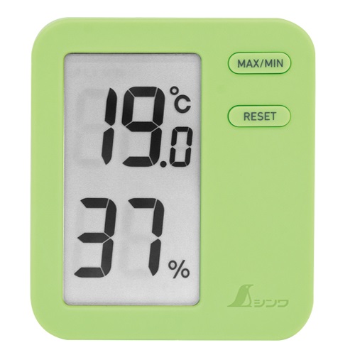 ７３０４９：デジタル温湿度計 Ｈｏｍｅ Ａ  最高/最低 グリーン  クリアパック