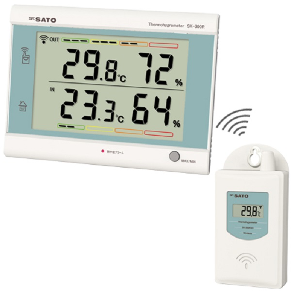 最高最低無線温湿度計  ＳＫ-３００Ｒ：熱中症注意レベル表示