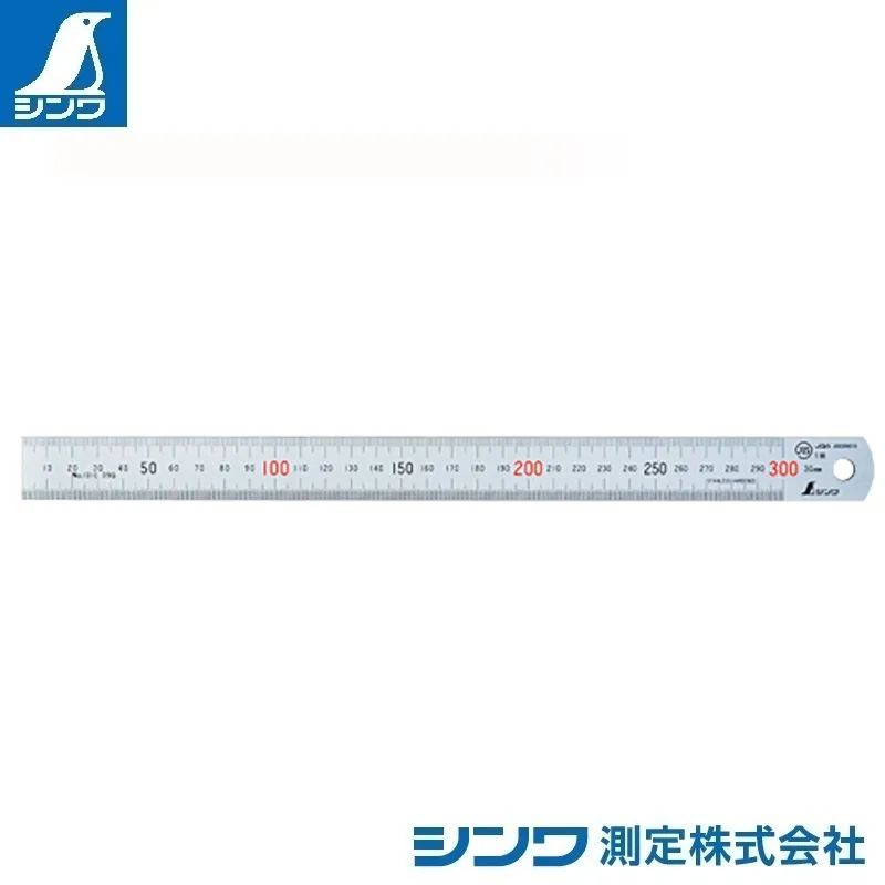 １３０１３：直尺 シルバー ３０cm：ＪＩＳ適合品・赤数字入