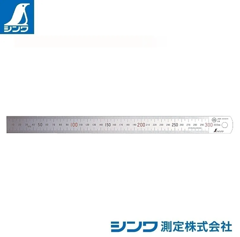 １３４６３：直尺 シルバー ３０cm 上下段１mmピッチ：受注生産品・ＪＩＳ適合品・赤数字入