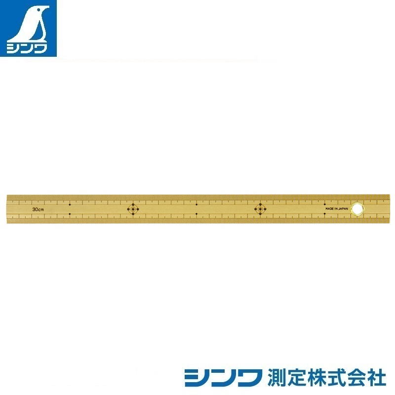 ７１７６０：竹製ものさし ３０cm 上下段１mmピッチ：ハトメ付