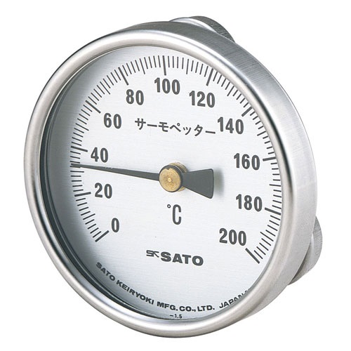 バイメタル式表面温度計  サーモペッター：０～２００℃・マグネット付